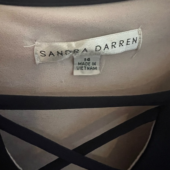 Sandra Darren Navy and Pink Criss-Cross Dress - Picture 3 of 5